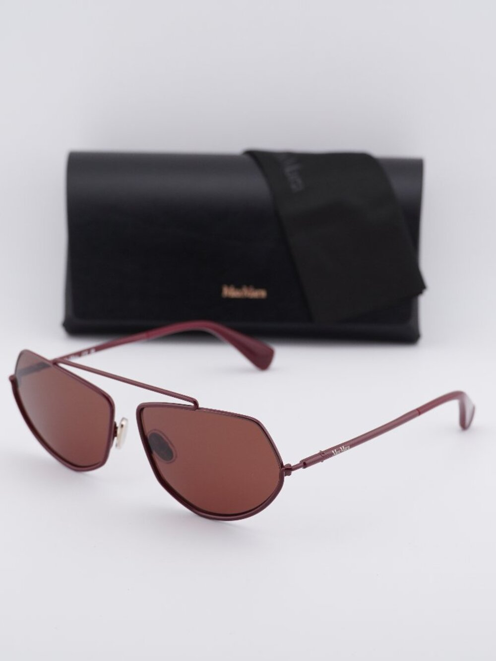 Max Mara MM0165 69S Joey Geometric Sunglasses - Shiny Bordeaux/Bordeaux